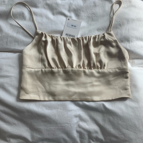 Zara Tops - Zara off white/cream satin crop top
